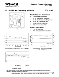 TGC1430F datasheet: 20-40 GHz X2 frequency multiplier TGC1430F