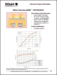 TGF4350-EPU datasheet: 300UM discrete pHEMT TGF4350-EPU