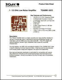 TGA8061-SCC datasheet: .1-3.5 GHz low noise amplifier TGA8061-SCC