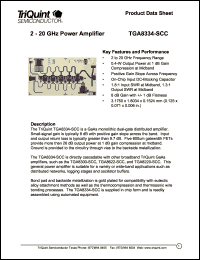 TGA8334-SCC datasheet: 2-20 GHz power amplifier TGA8334-SCC