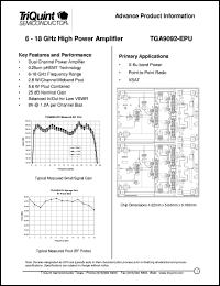 TGA9092-EPU datasheet: 6-18 GHz high power amplifier TGA9092-EPU