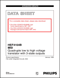 HEF4104BT datasheet: Quadruple low-to-high voltage translator with 3-state outputs HEF4104BT