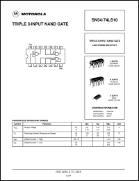 SN74LS10D datasheet: Triple 3-input NAND gate SN74LS10D