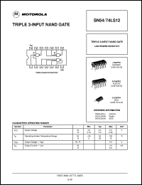 SN74LS12D datasheet: Triple 3-input NAND gate SN74LS12D