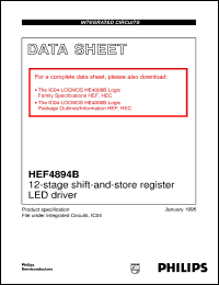 HEF4894BT datasheet: 12-stage shift-and-store register, LED driver HEF4894BT
