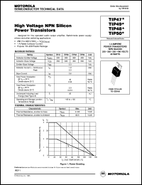 TIP50 datasheet: High voltage NPN silicon power transistor TIP50