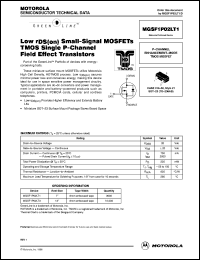 MGSF1P02LT1 datasheet: Small-signal MOSFETs TMOS single P-channel field effect transistor MGSF1P02LT1