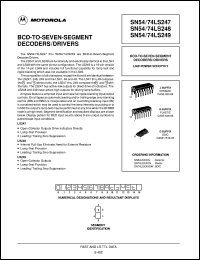 SN74LS249N datasheet: BCD-to-seven-segment decoder/driver SN74LS249N