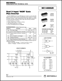 MC14000UBCL datasheet: Dual 3-input NOR gate plus inverter MC14000UBCL