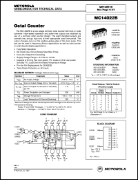 MC14022BCL datasheet: Octal counter MC14022BCL