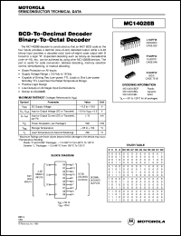 MC14028BD datasheet: Binary-to-octal decoder MC14028BD