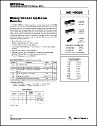 MC14029BCL datasheet: Binary/decade up/down counter MC14029BCL