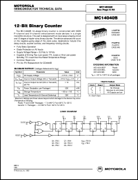 MC14040BCL datasheet: 12-bit binary counter MC14040BCL