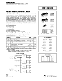 MC14042BCL datasheet: Quad transparent latch MC14042BCL
