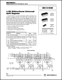 MC14194BCL datasheet: 4-bit bidirectional universal shift register MC14194BCL