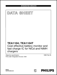 TEA1104/N1 datasheet: Cost effective fast charge IC for NiCd and NiMH TEA1104/N1