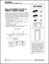 MC14504BD datasheet: Hex level shifter for TTL to CMOS or CMOS to CMOS MC14504BD