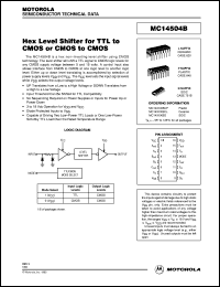 MC14504BCP datasheet: Hex level shifter for TTL to CMOS or CMOS to CMOS MC14504BCP