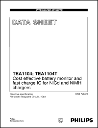 TEA1104T/N2 datasheet: Cost effective fast charge IC for NiCd and NiMH TEA1104T/N2