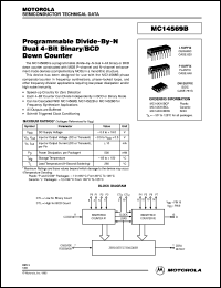 MC14569BCP datasheet: Programmable divide-by-N dual 4-bit binary/BCD down counter MC14569BCP