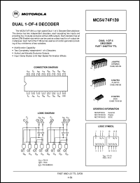 MC54F139J datasheet: Dual 1-of-4 decoder MC54F139J