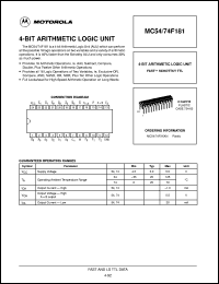 MC74F181N datasheet: 4-bit arithmetic logic unit MC74F181N