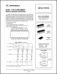 MC74F539N datasheet: Dual 1-of-4 decoder with 3-state outputs MC74F539N