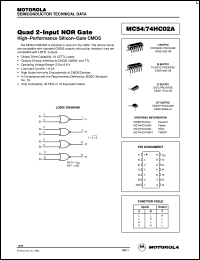 MC54HC02AJ datasheet: Quad 2-input NAND gate MC54HC02AJ