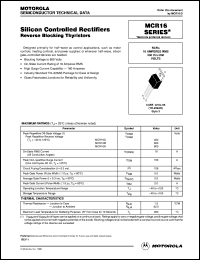 MCR16D datasheet: Silicon controlled rectifier MCR16D