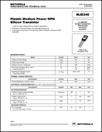 MJE340 datasheet: Plastic medium power NPN silicon transistor MJE340