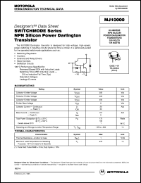 MJ10000 datasheet: NPN silicon power darlington transistor MJ10000