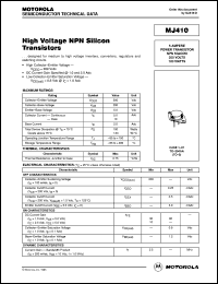 MJ410 datasheet: High-voltage NPN-PNP silicon transistor MJ410