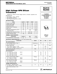 MJ413 datasheet: High-voltage NPN silicon transistor MJ413