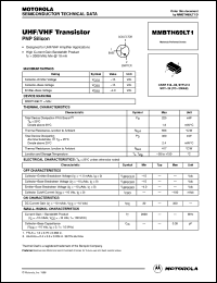 MMBTH69LT1 datasheet: UHF/VHF transistor MMBTH69LT1