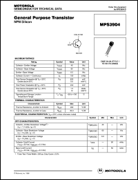 MPS3904 datasheet: General purpose transistor MPS3904