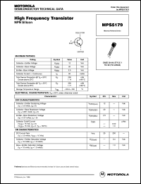 MPS5179 datasheet: High frequency transistor MPS5179