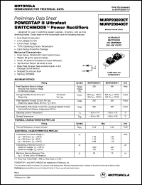 MURP20020CT datasheet: SWITCHMODE power rectifier MURP20020CT