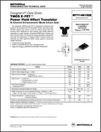 MTY14N100E datasheet: TMOS E-FET  power field effect transistor MTY14N100E