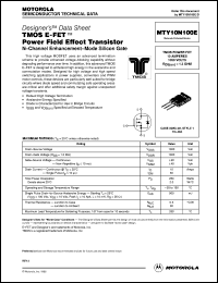 MTY10N100E datasheet: TMOS E-FET  power field effect transistor MTY10N100E