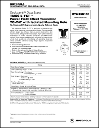 MTW45N10E datasheet: TMOS E-FET  power field effect transistor TO-247 with isolated mounting hole MTW45N10E