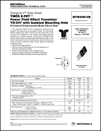 MTW33N10E datasheet: TMOS E-FET  power field effect transistor TO-247 with isolated mounting hole MTW33N10E