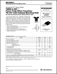 MTW32N20E datasheet: TMOS E-FET  power field effect transistor TO-247 with isolated mounting hole MTW32N20E