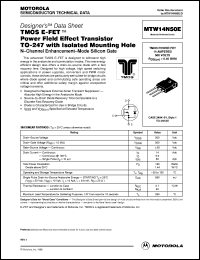 MTW14N50E datasheet: TMOS E-FET  power field effect transistor TO-247 with isolated mounting hole MTW14N50E