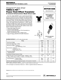 MTP3N100E datasheet: TMOS E-FET power field effect transistor MTP3N100E