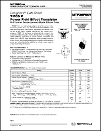 MTP30P06V datasheet: TMOS V power field effect transistor MTP30P06V