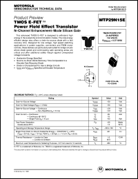 MTP29N15E datasheet: TMOS E-FET power field effect transistor MTP29N15E