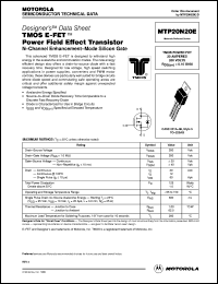 MTP20N20E datasheet: TMOS E-FET power field effect transistor MTP20N20E