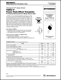 MTP20N06V datasheet: TMOS V power field effect transistor MTP20N06V