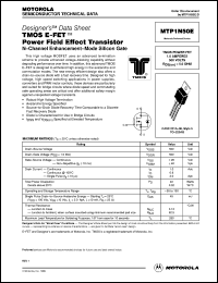 MTP1N50E datasheet: TMOS E-FET power field effect transistor MTP1N50E