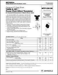 MTP12N10E datasheet: TMOS E-FET power field effect transistor MTP12N10E